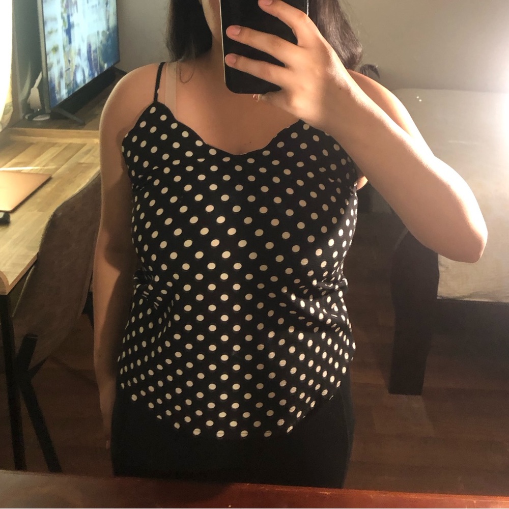 Polkadot String-Strap Top